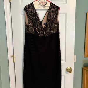 Adrianna Papell Black and Cream Lace Dress